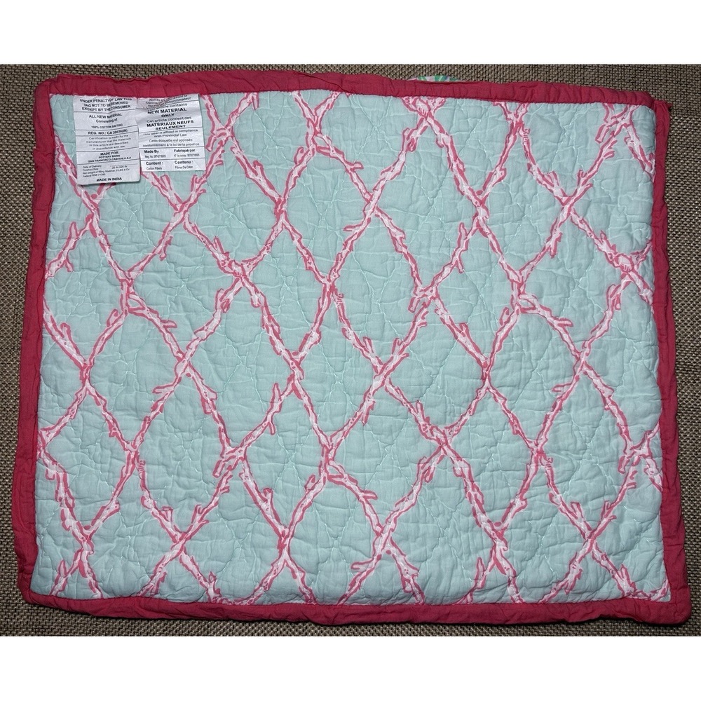Pottery Barn Lilly Pulitzer Sham Fan Sea Pants Reversible Cotton Quilted Std - Picture 2 of 12